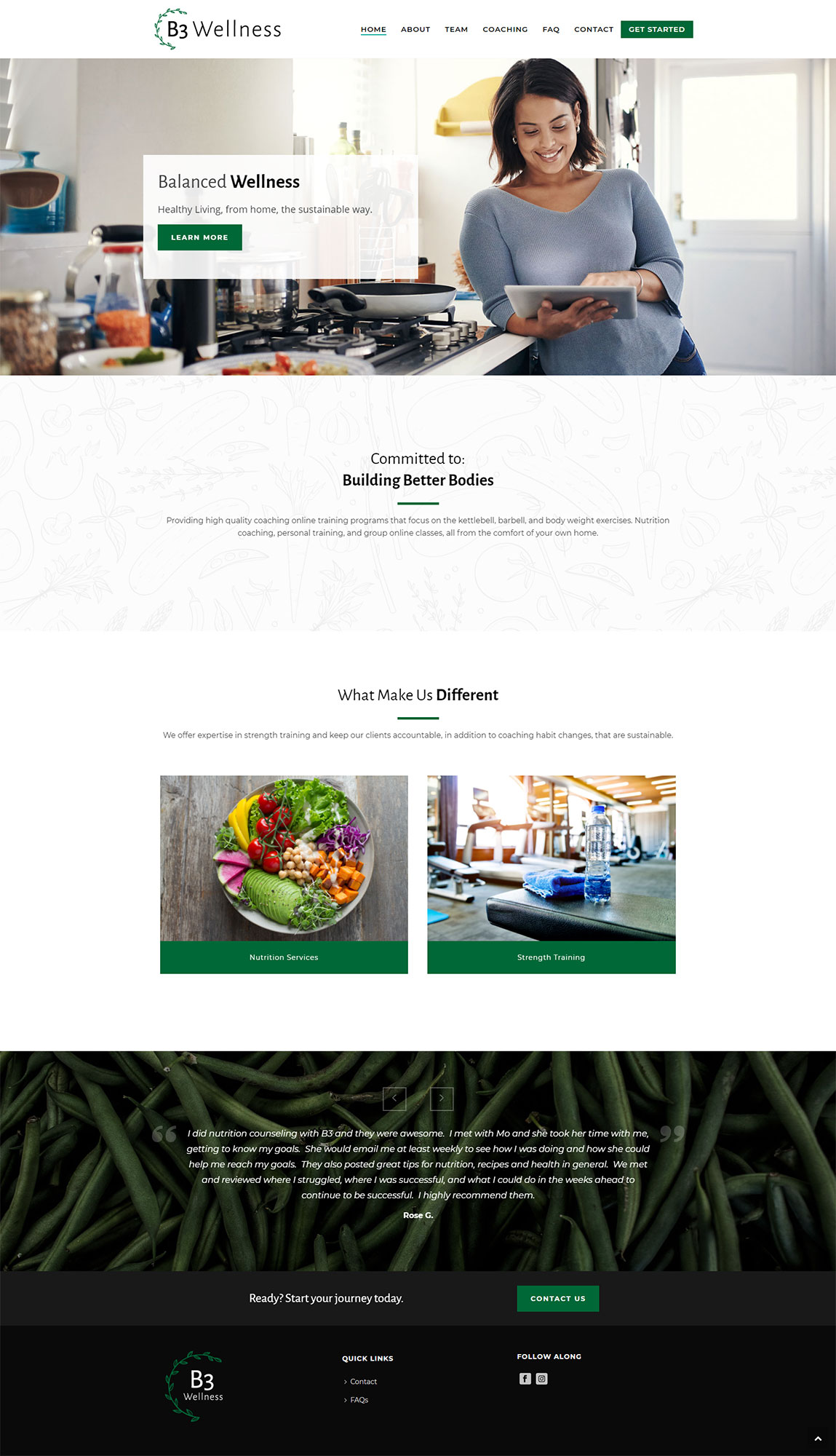 B3 Wellness Website Homepage Design