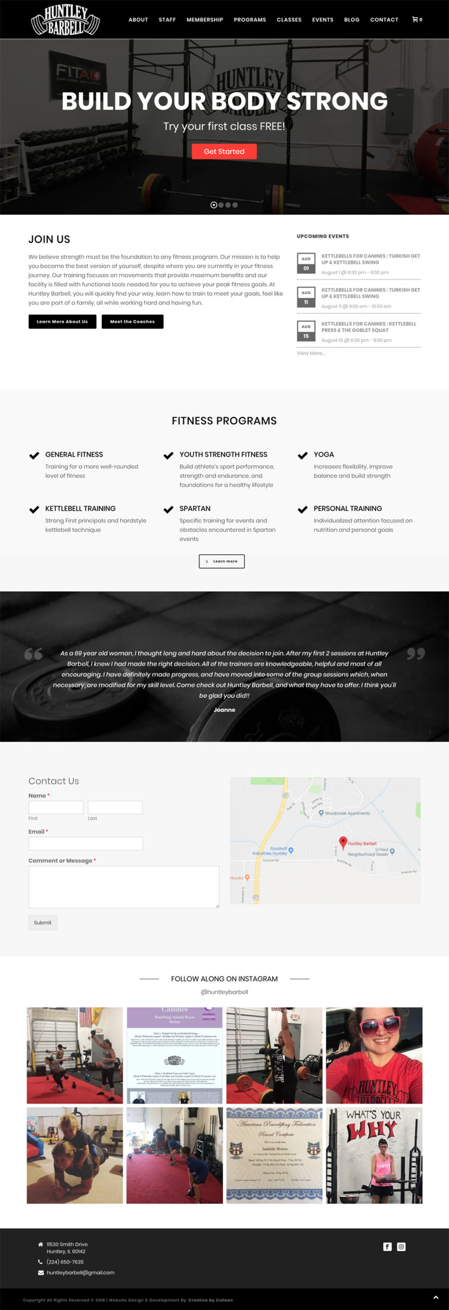 Huntley Barbell Website Homepage Design